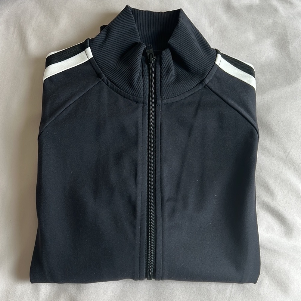 Athleta black with white stripes athletic jacket XS